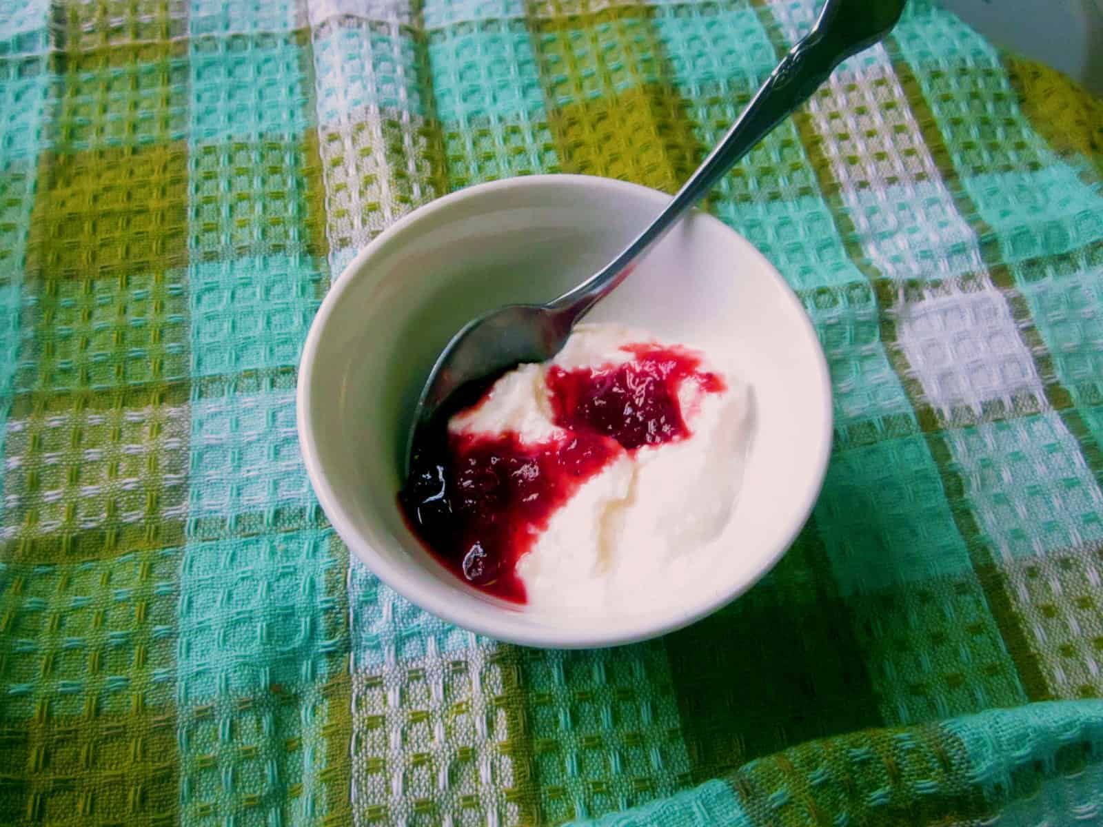 lactose-free yogurt and jam