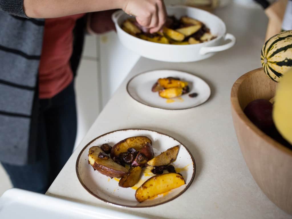 paprika potatoes and mushrooms, served