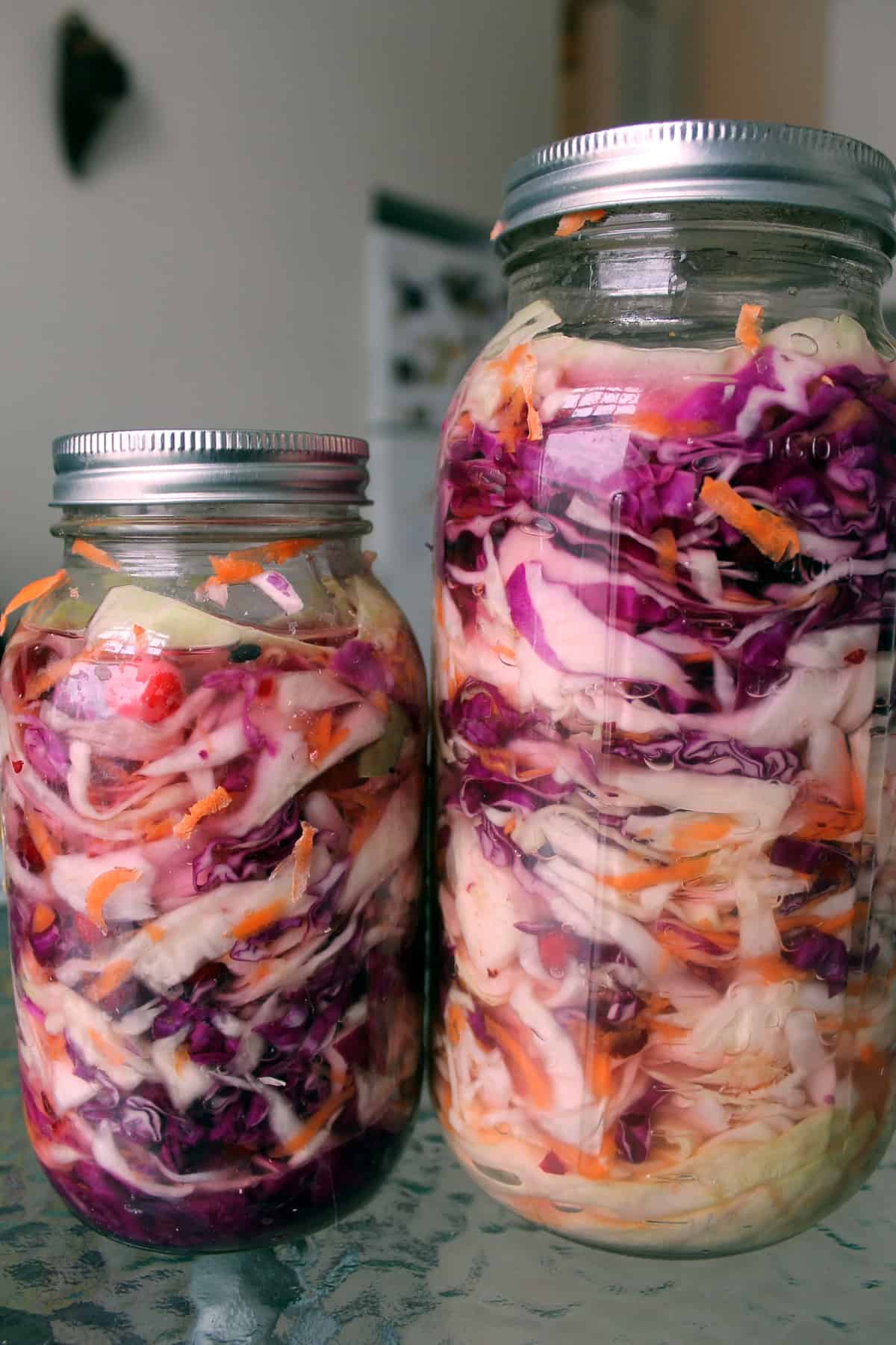 Russian quick-pickled sauerkraut with cranberries