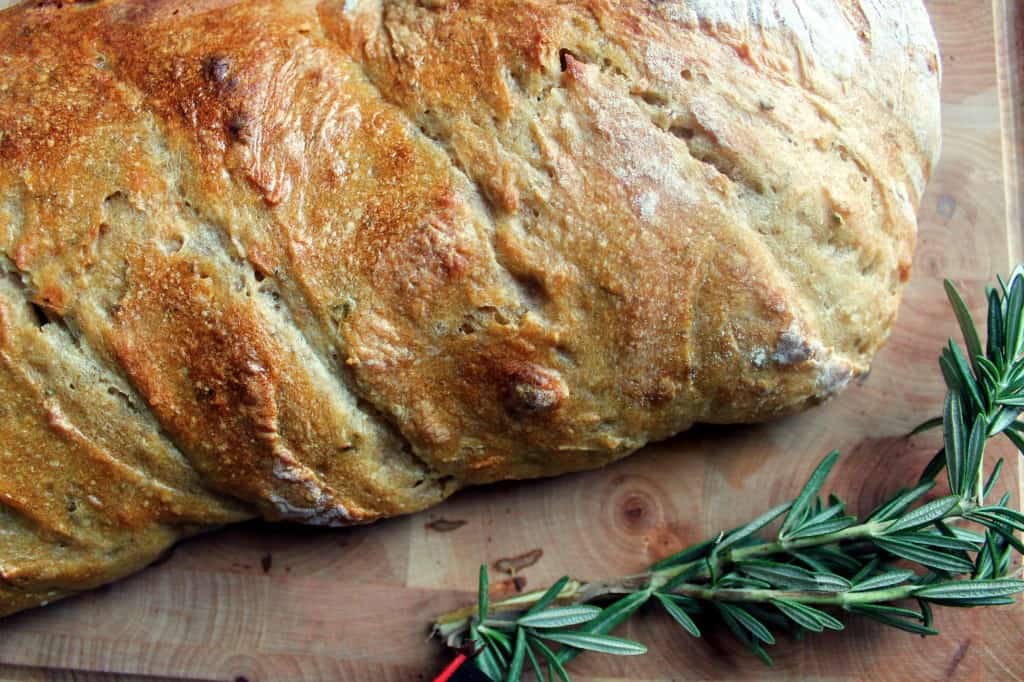 rosemary sourdough bread close-up