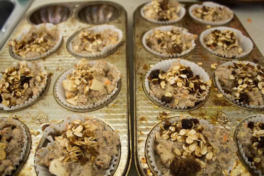 Morning glory muffins with topping