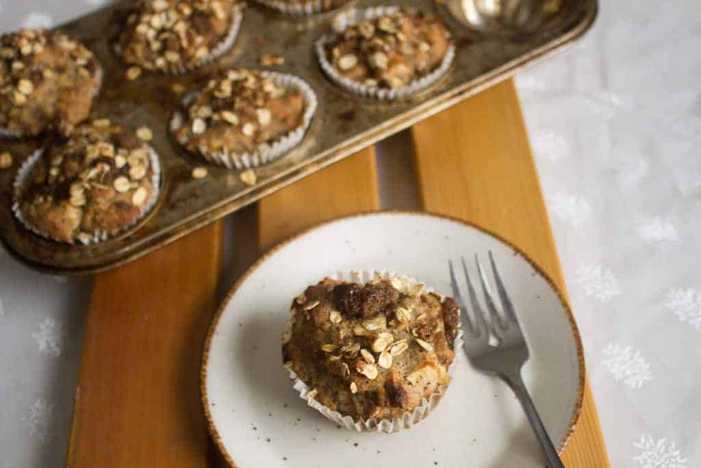 Morning glory muffins with fork