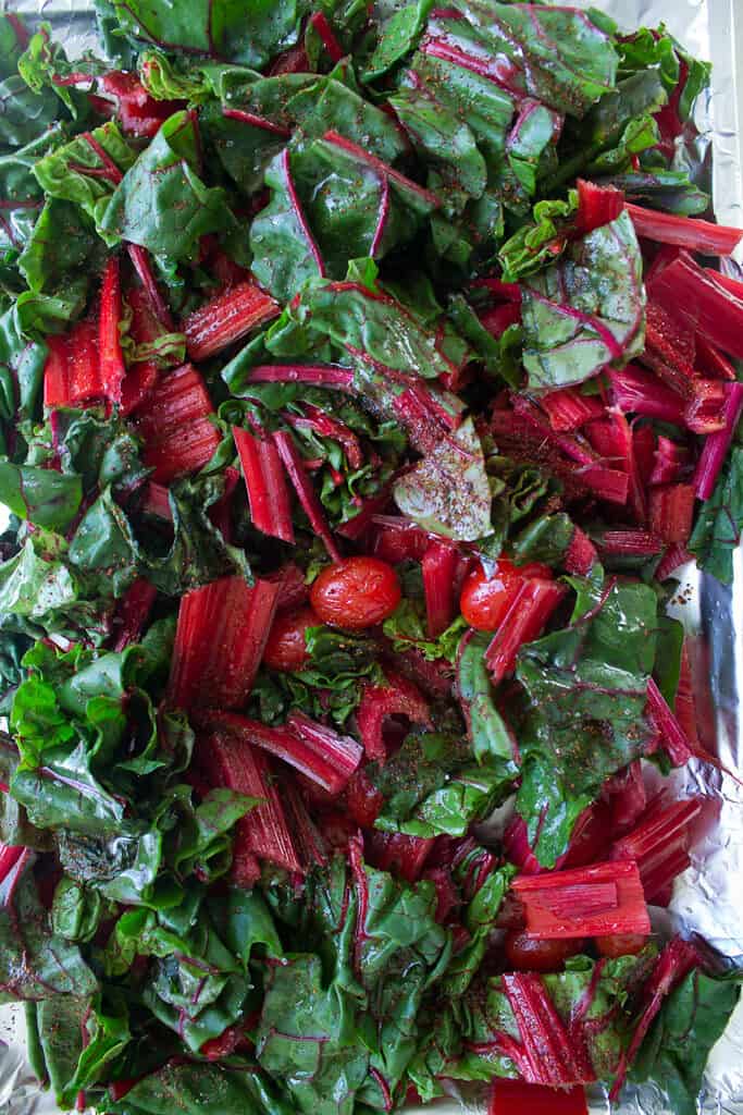 diced tomatoes and swiss chard