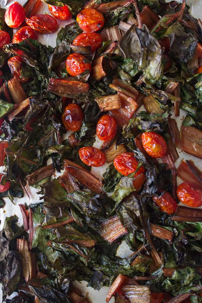 Roasted swiss chard and tomatoes