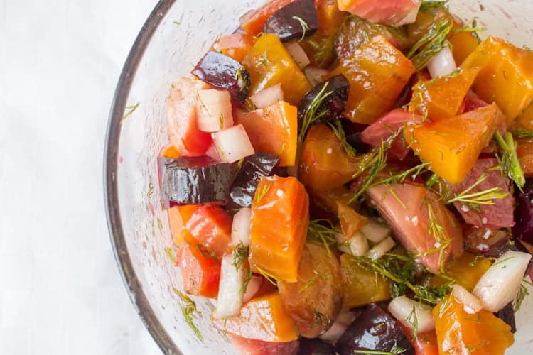 This marinated beet salad brings together the holy trinity of Eastern-European Jewish cooking: beets, dill, and sweet onion, making a sublime dish.