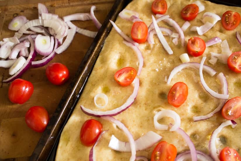 sourdough focaccia prep