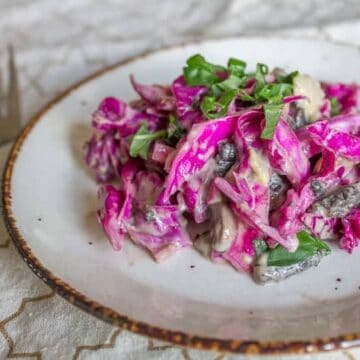 Purple cabbage and pickled mushroom salad 1