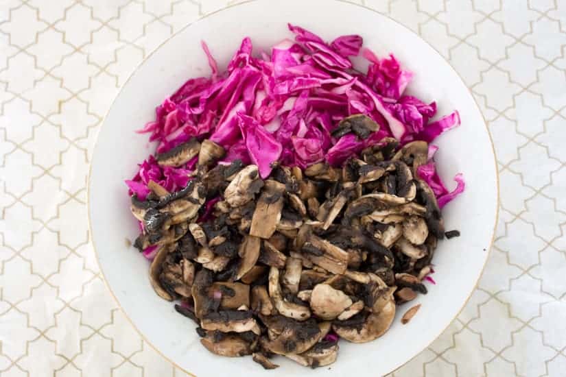 Purple cabbage and pickled mushroom salad 4