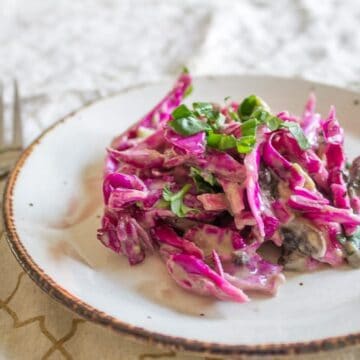 Purple cabbage and pickled mushroom salad 1