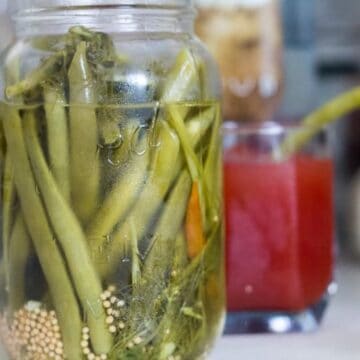 pickled green beans in jar
