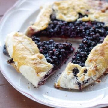 Wild berry galette in a white plate.