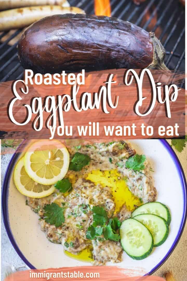 Rich roasted eggplant dip without tahini that you will want to eat.