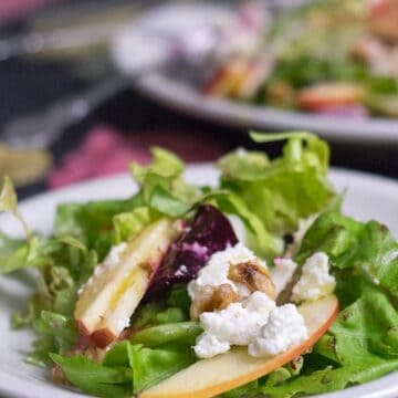 Roasted beet, apple and goat cheese salad with walnuts