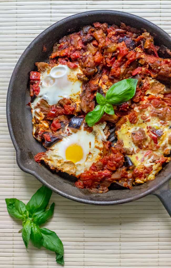 eggplant shakshuka in pan