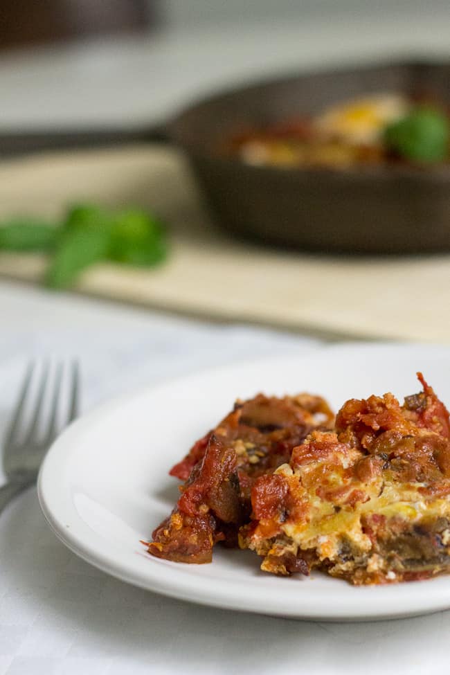 eggplant shakshuka serving on plate