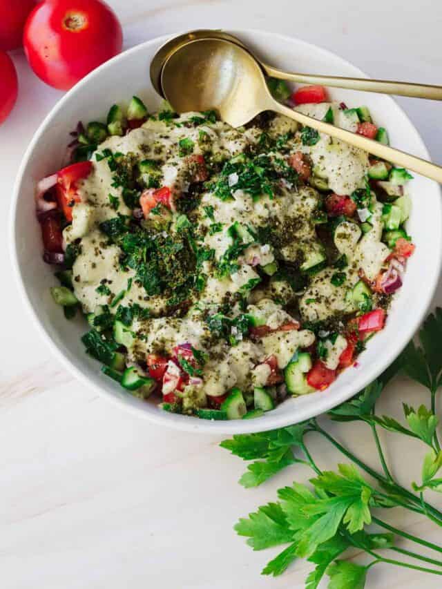 Classic Israeli Chopped Salad For One