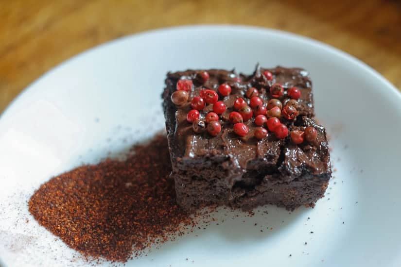 Vegan chocolate-chile brownies