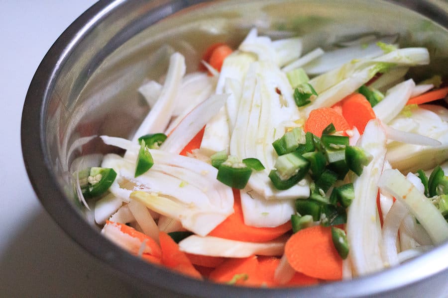 Quick-pickled fall vegetables