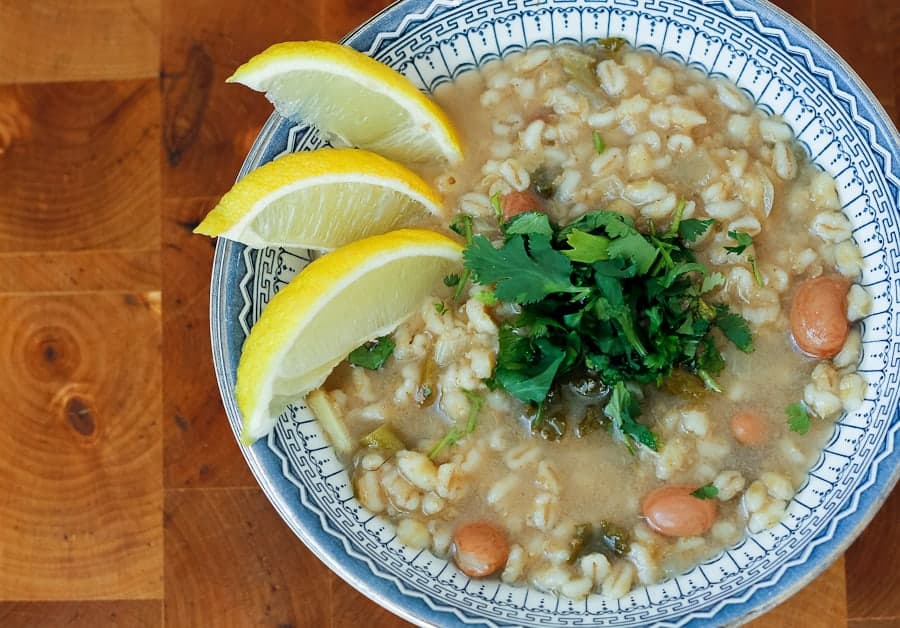 Barley, kale and Romano beans soup