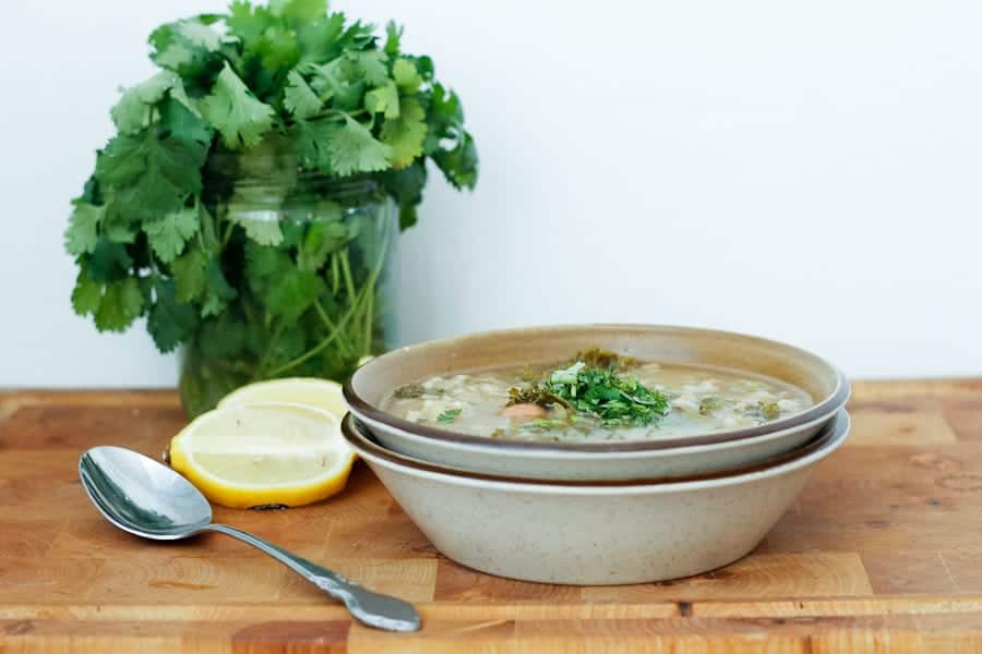 Barley, kale and Romano beans soup