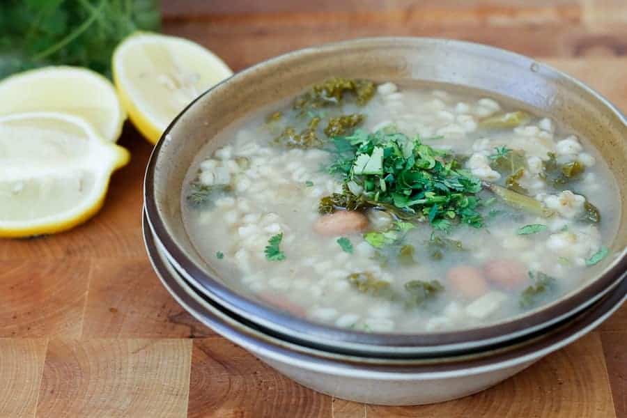Barley, kale and Romano beans soup