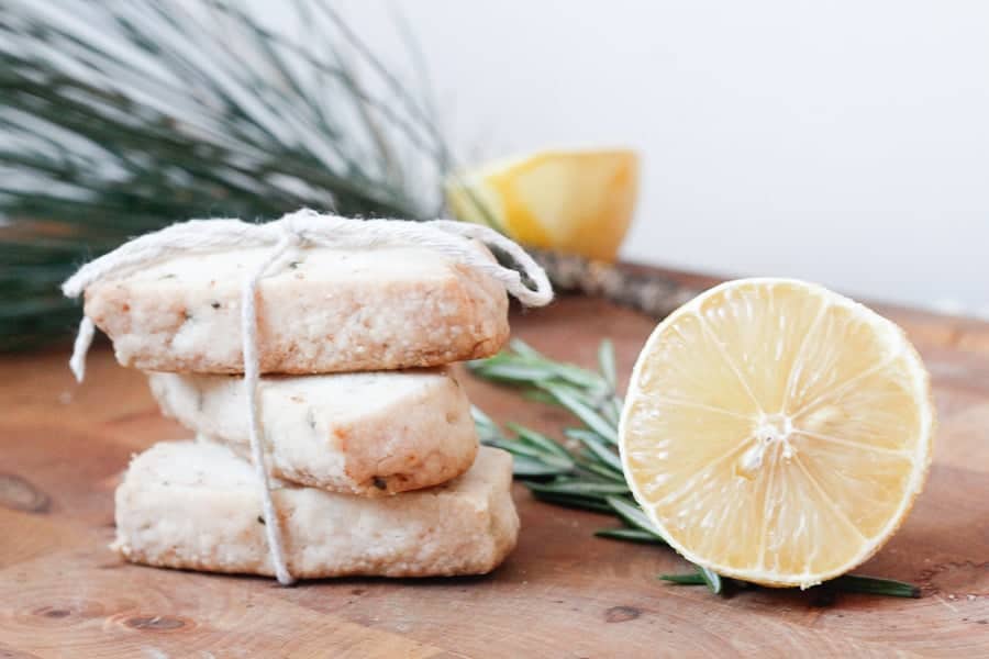 Lemon rosemary shortbread cookies