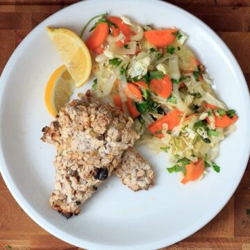 Baked oat-crusted cod fillets, or how a vegetarian learned to love fish
