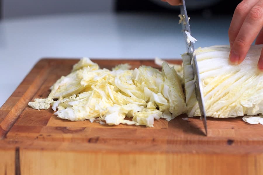 Hot and sour shredded Napa cabbage salad 