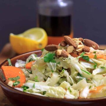 Hot and sour shredded Napa cabbage salad