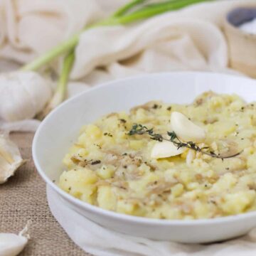 Mashed potatoes with Greek garlic beet green