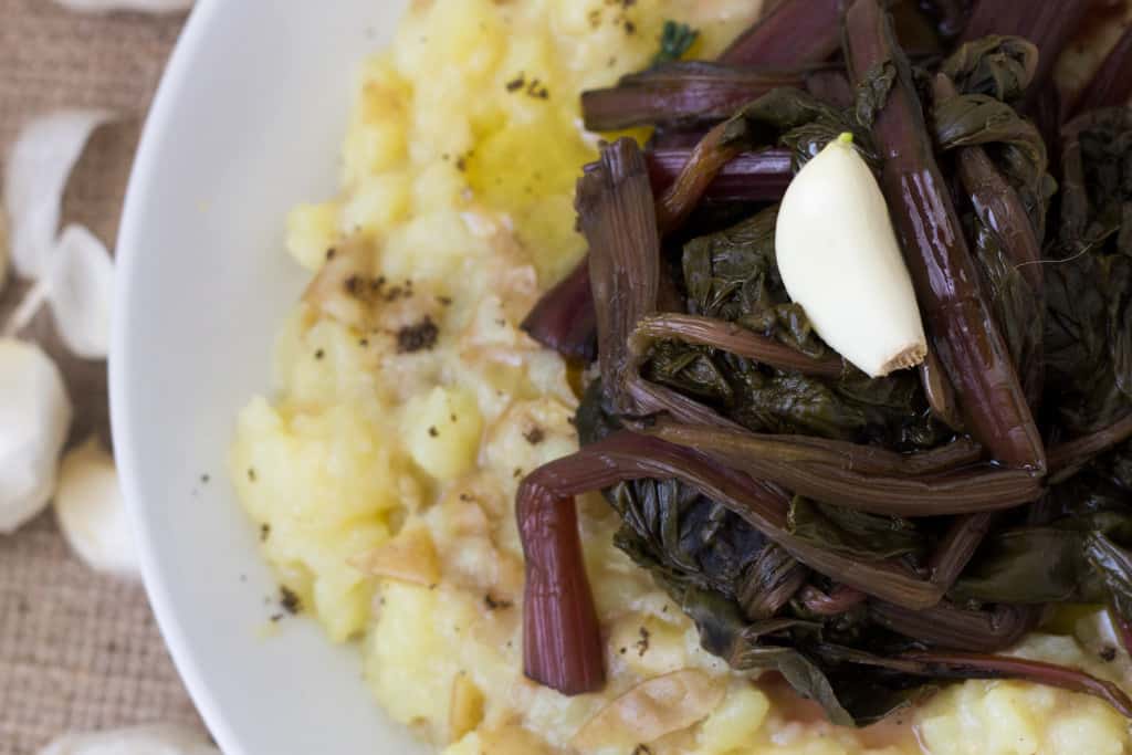 Mashed potatoes with Greek garlic beet green