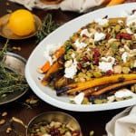 Plate with roasted carrots salad