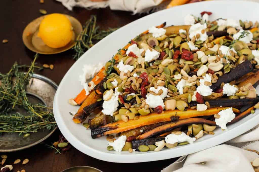 Blog146_Img8_Middle Eastern roasted carrots with olives, harissa, preserved lemon and Natursource salad topper