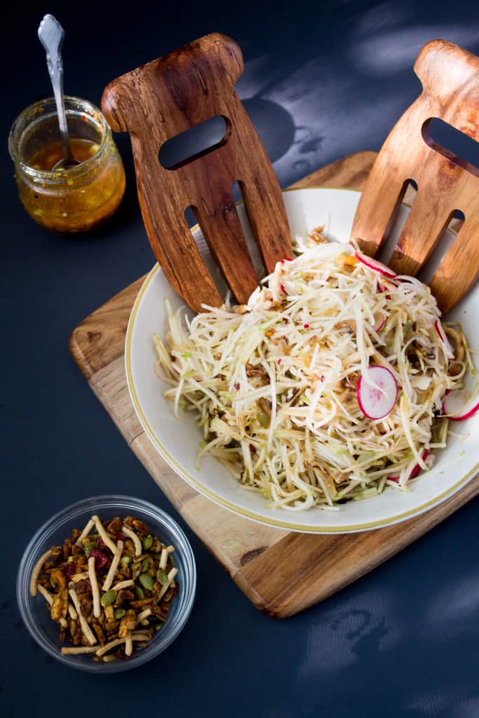 Russian-Korean-style-kohlrabi-salad-with-apples-radishes-and-spicy-salad-topper