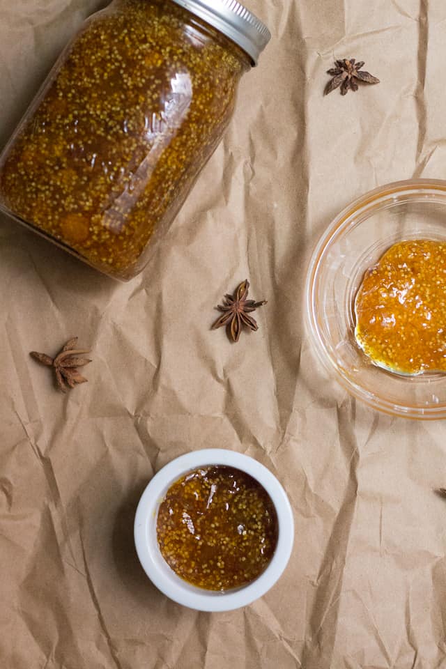 This ground cherry jam brings together the ground cherry, Quebec’s strangest fruit, with the heat of ginger and the zest of lemon and lime. Fall perfection.