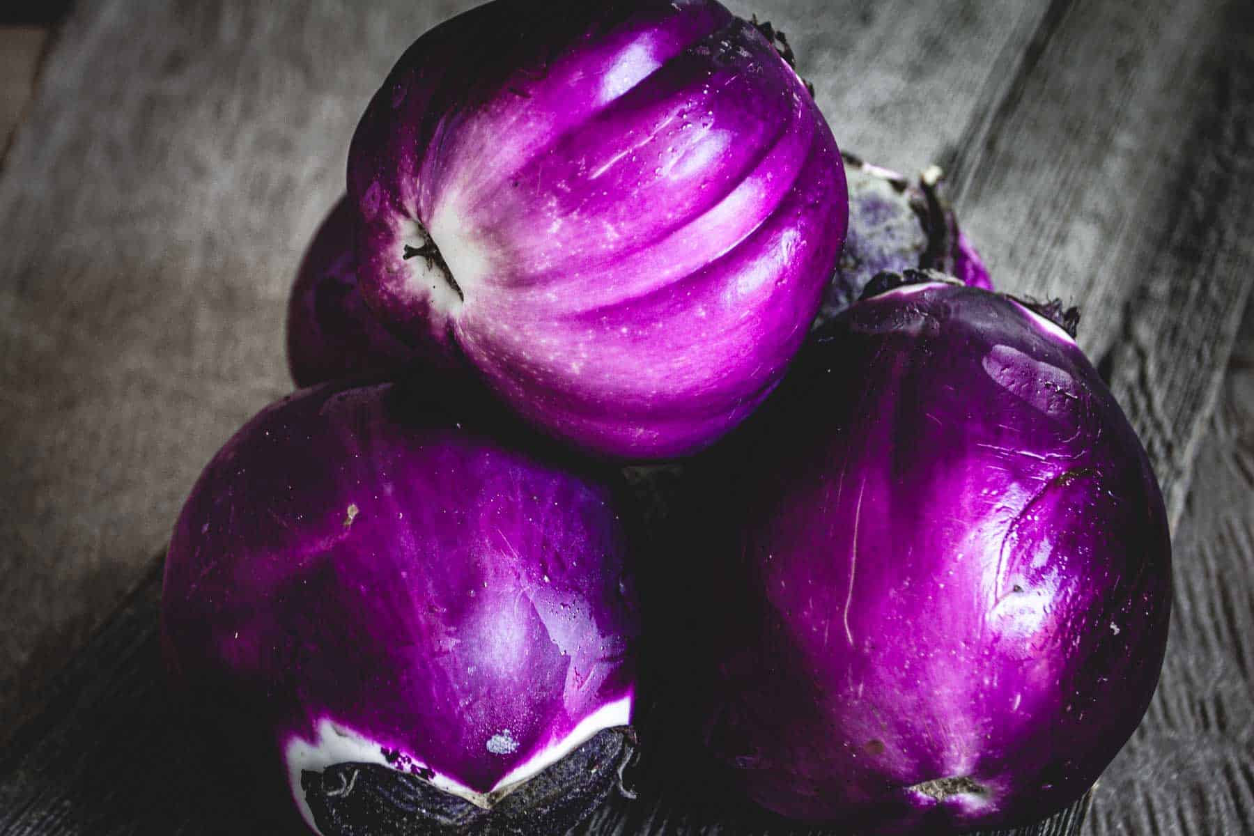 eggplants on wood