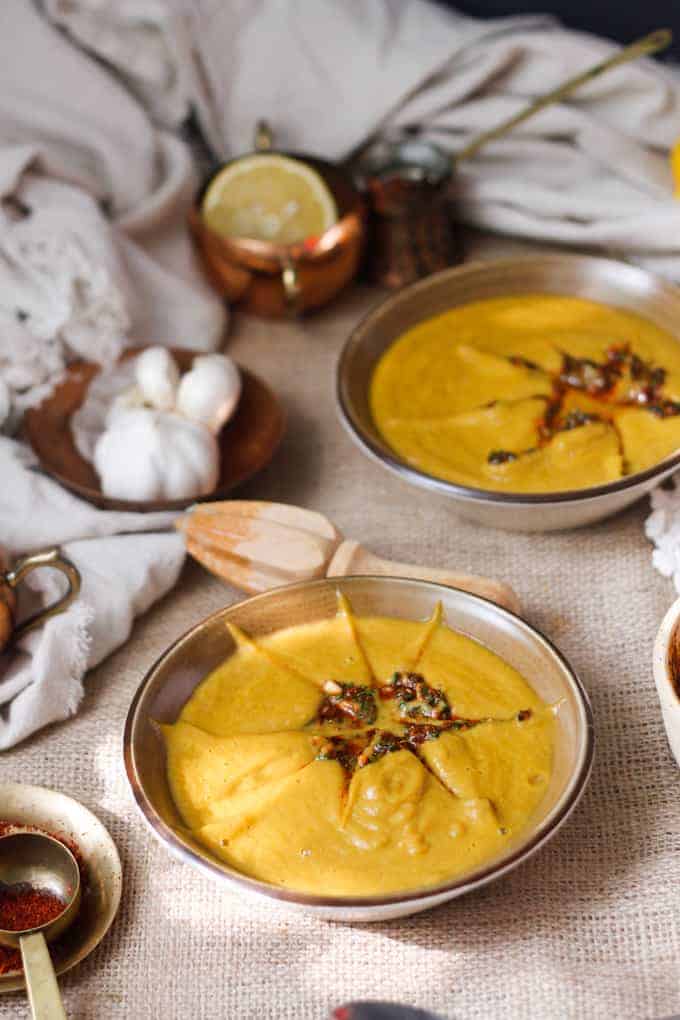 This deep and richly flavoured Moroccan carrot soup with slightly spicy chermoula is a revelation due to the pairing of garlic, cilantro and sweet, earthy carrots.