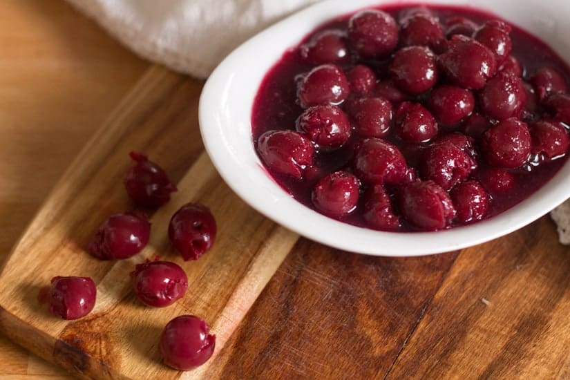 Tart and sweet Russian sour cherry sauce for blintzes, cake, pancakes, or just to eat with a spoon.