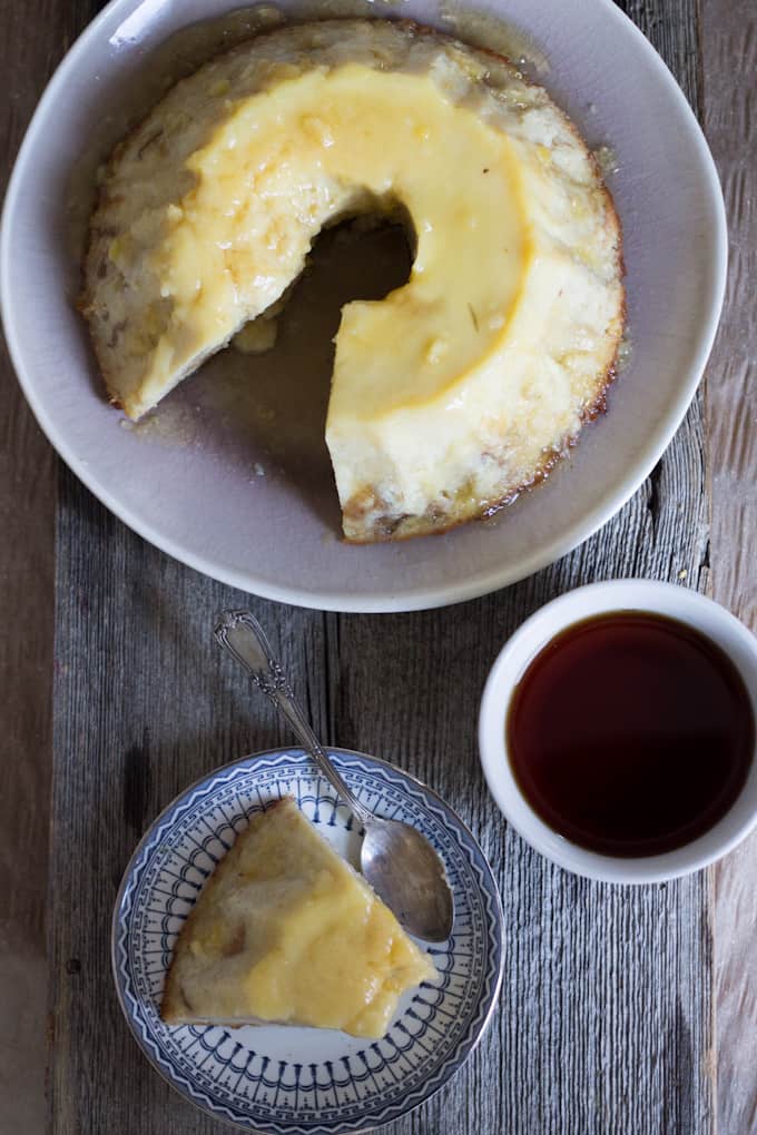 A tall, silky-soft gluten-free Argentinian bread pudding that comes drizzled in sweet caramel sauce and takes about 15 mins to prep. What could be better?