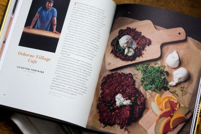 Beet latkes with dill creme fraiche, by Chef Leighton Fontaine from the Winnipeg Cooks cookbook giveaway