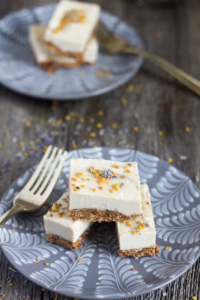 Raw sweet lime bars with lavender and bee pollen