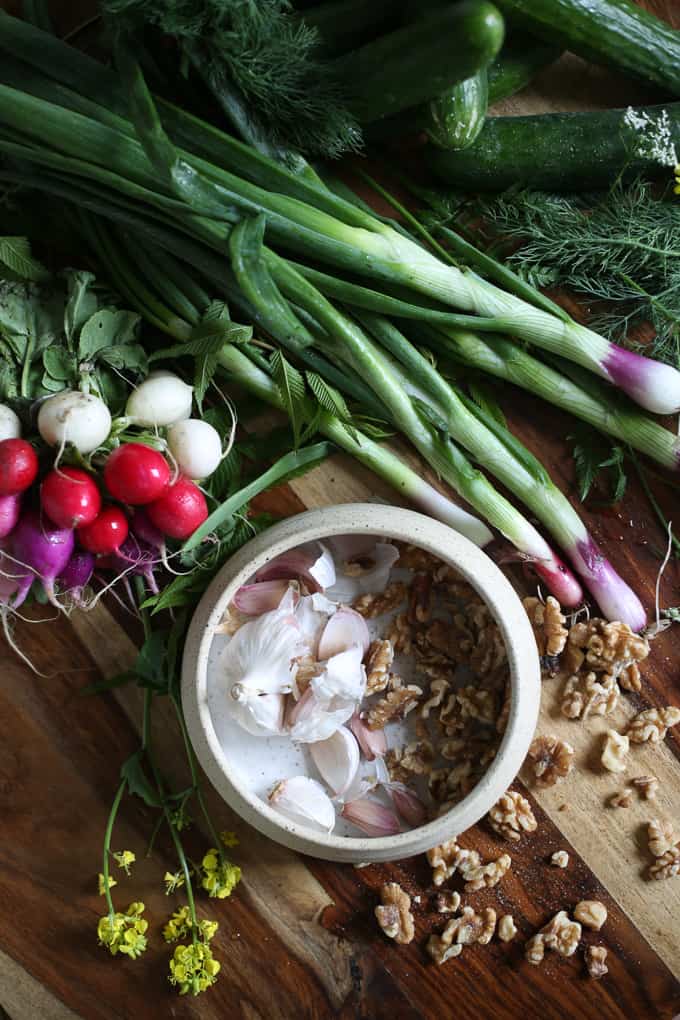 Cold Bulgarian soup with kefir and cucumbers