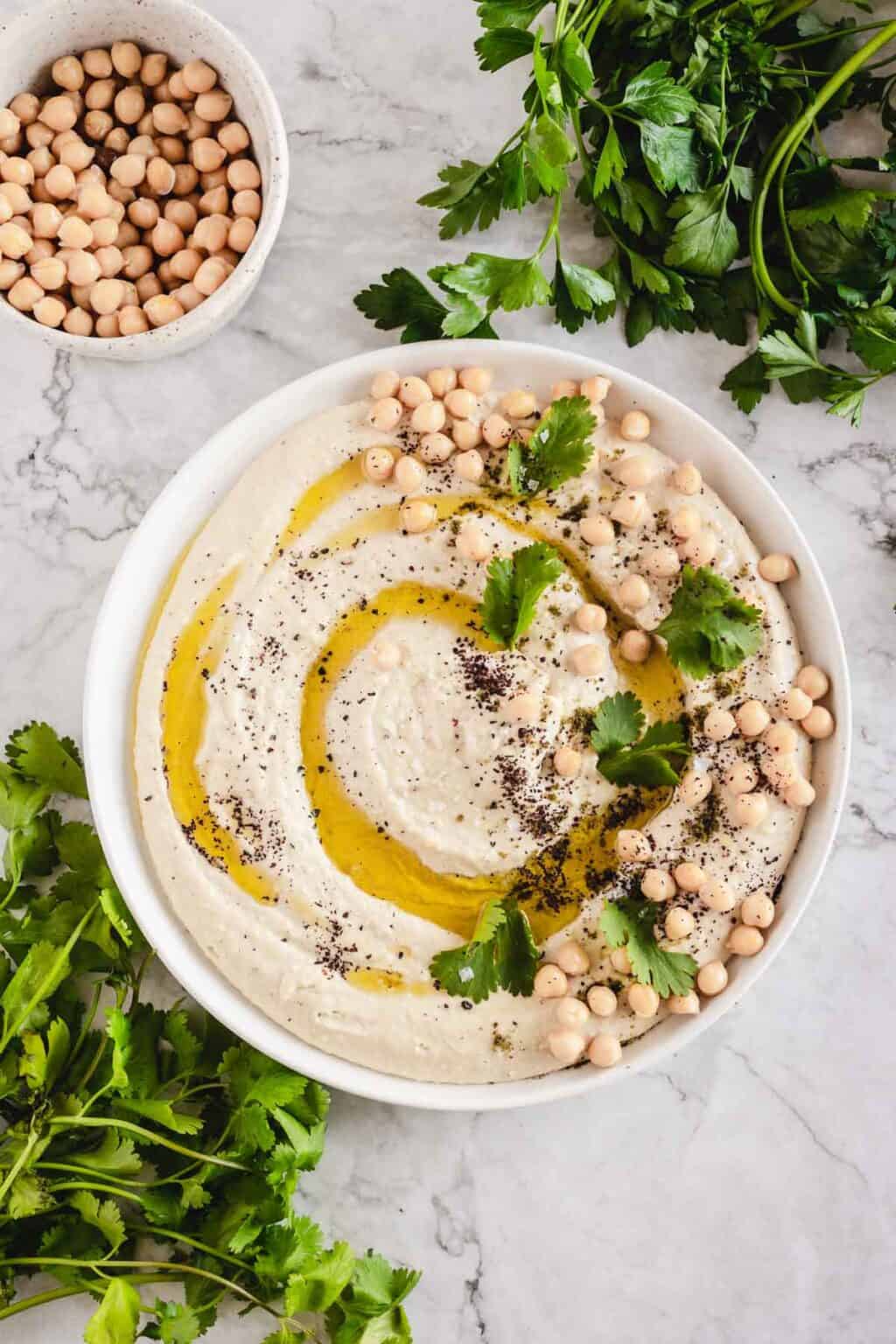 Smooth and Silky Garlic Israeli Hummus Recipe