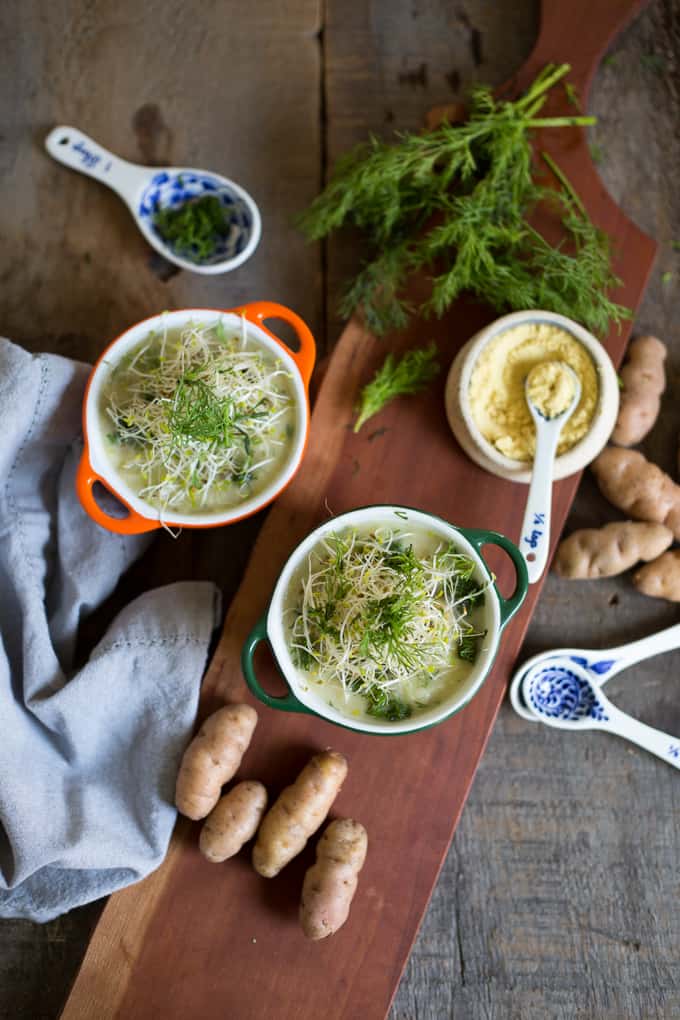 Salt-free potato leek soup with mustard