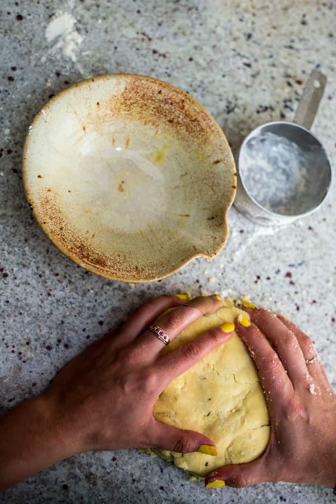 Gluten-free brie and pear quiche