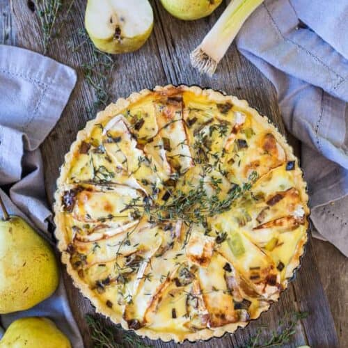 Gluten-free brie and pear quiche (GF, Veg) : At the Immigrant's Table