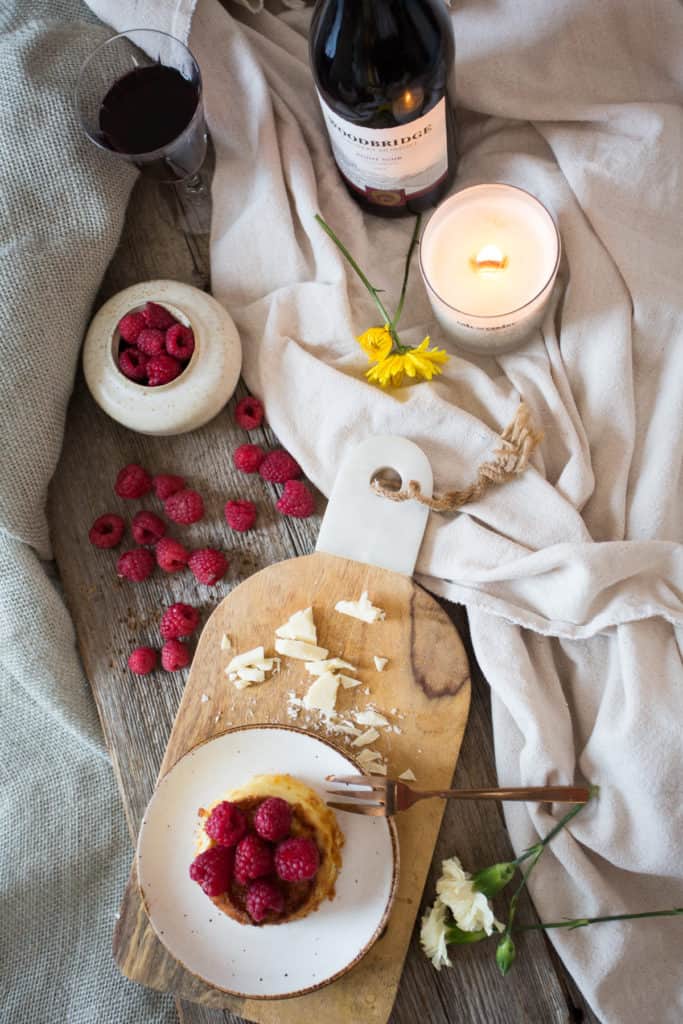 Gluten-free white chocolate lava cakes with raspberries and my winter self-care guide