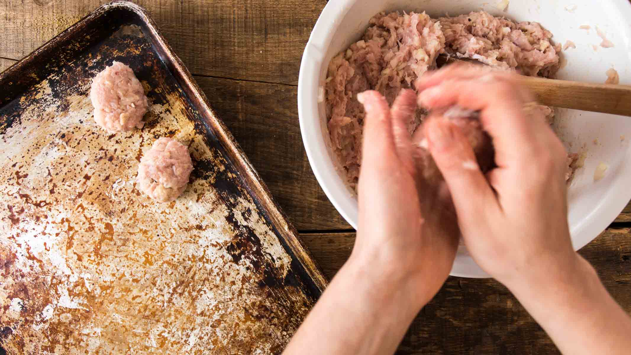 shaping gefilte fish balls