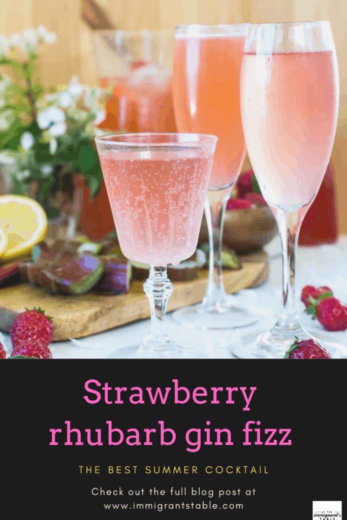 Strawberry rhubarb gin fizz