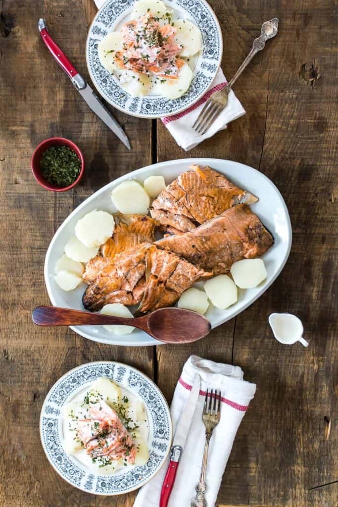 German fire grilled salmon
